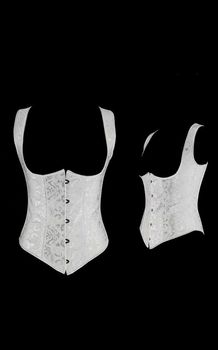 White Pattern Bridal Wedding Waistcoat Corset